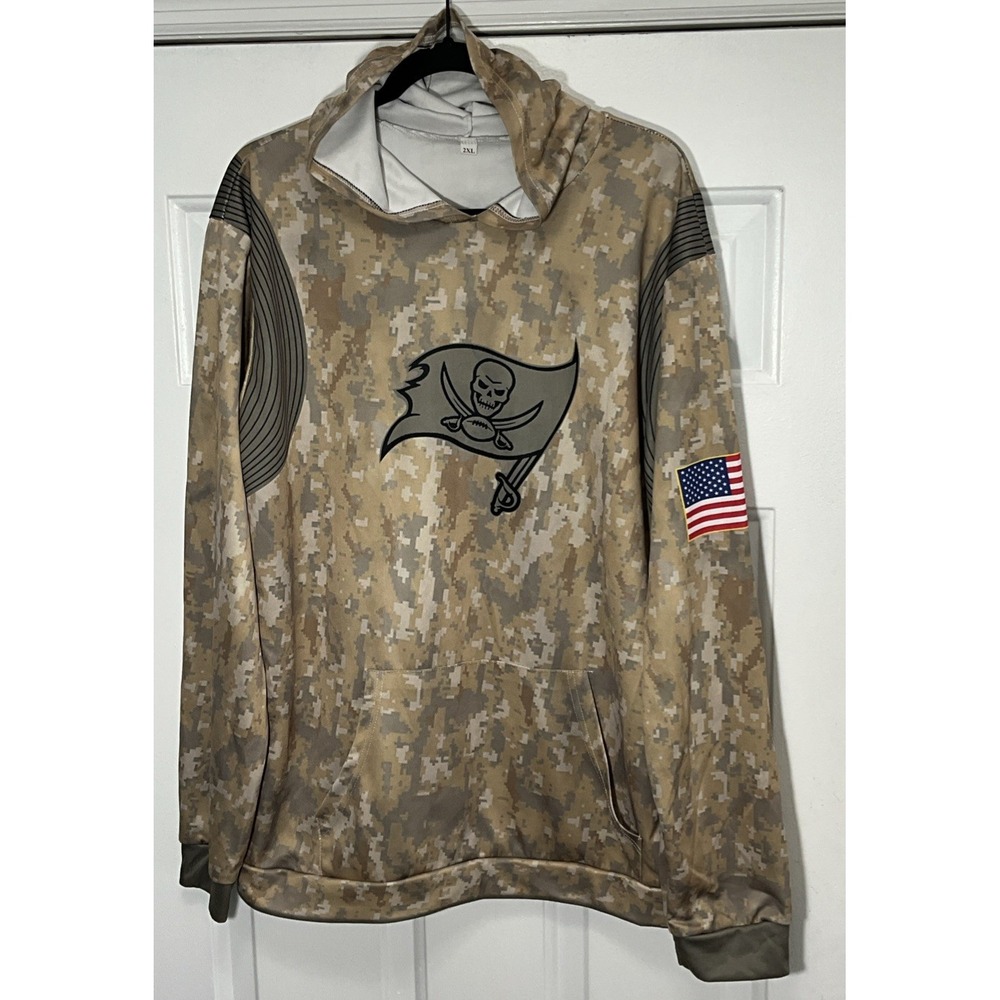 NFL Football Tampa Bay Buccaneers Camouflage Graphic USA Hoodie Men's 2XL